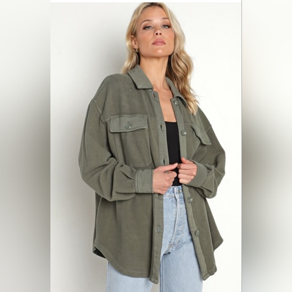 Z Supply Austen Washed Shacket in Dusty Olive